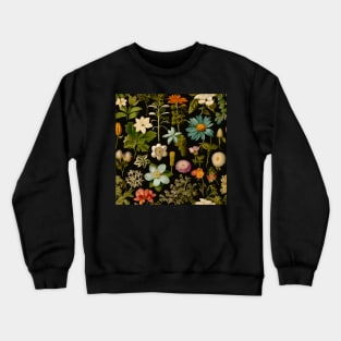 Night Garden with Colorful and Pastel Blooms Crewneck Sweatshirt